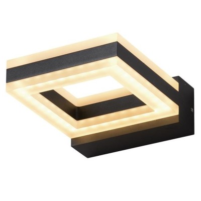 Miidex Lighting - Applique Murale LED 12W carré 4000K Gris Anthracite IP54 - Réf : 67753