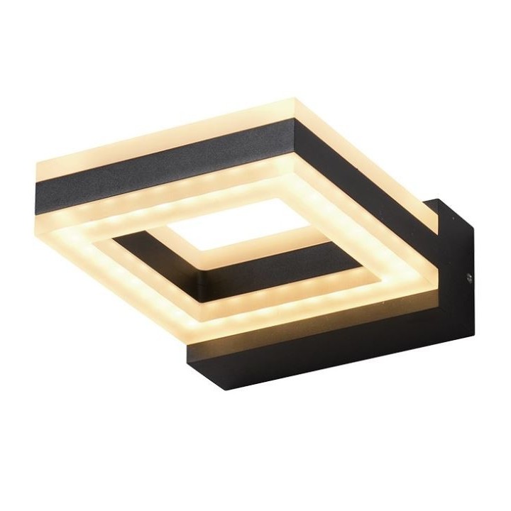 Miidex Lighting - Applique Murale LED 12W carré 4000K Gris Anthracite IP54 - Réf : 67753
