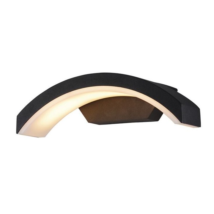 Miidex Lighting - Applique Murale Curviligne LED 7,5W 4000K Gris Anthracite IP54 - Réf : 67783