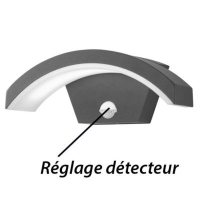 Miidex Lighting - Applique Murale LED 7,5W 360 lm Détecteur 4000K Gris IP54 - Réf : 677832