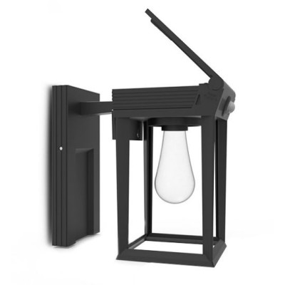 Miidex Lighting - Applique Murale Noir Solaire + Détecteur IR + Ampoule E27 - Réf : 100817