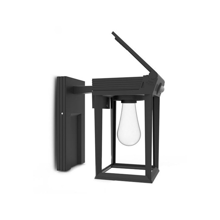 Miidex Lighting - Applique Murale Noir Solaire + Détecteur IR + Ampoule E27 - Réf : 100817