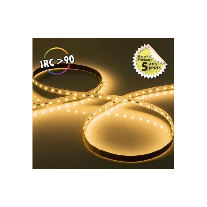 Miidex Lighting - Bandeau LED - 3000K - 5 m - 120 LED/m - 10W/m - IP20 - 24V - IRC90 - Réf : 100705