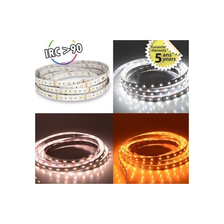 Miidex Lighting - Bandeau LED Dimmable CCT 5 m 120 LED/m 50w IP20 - 24V - Garantie 5 ans - Réf : 100707