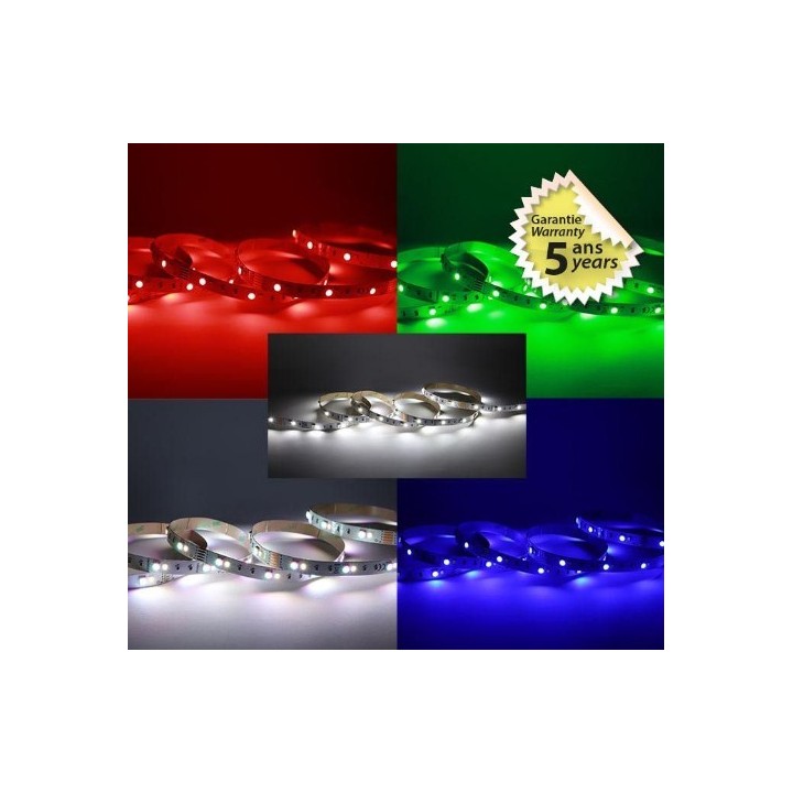 Miidex Lighting - Bandeau LED RGB+4000K - 5m - 60 LED/m 3,5W/m IP20 - 24V - Garantie 5 ans - Réf : 100709
