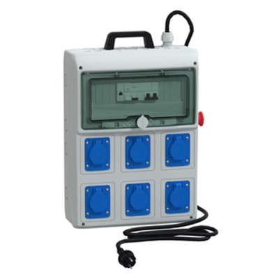 Schneider - Kaedra - Coffret de chantier 6 prises 16A NF avec cordon - Réf : PFR10103