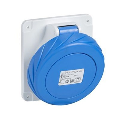 Schneider Mureva - Socle prise industrielle - 32A - IP67 - 220 - 3P - Connexion vis - Réf : PKF32F723