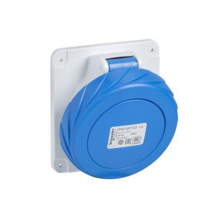 Schneider Mureva - Socle prise industrielle - 32A - IP67 - 220 - 3P - Connexion vis - Réf : PKF32F723