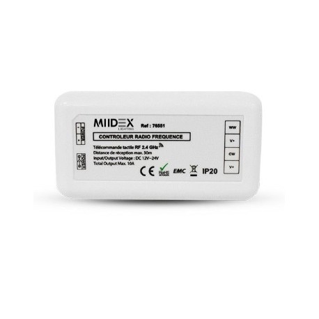 Miidex Lighting - Contrôleur CCT pour bandeaux LED 12V/24V - réf : 76551