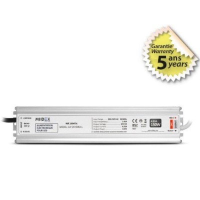 Miidex Lighting - Alimentation pour LED 150W - 24V DC - IP67 - Garantie 5 ans - Réf : 100474