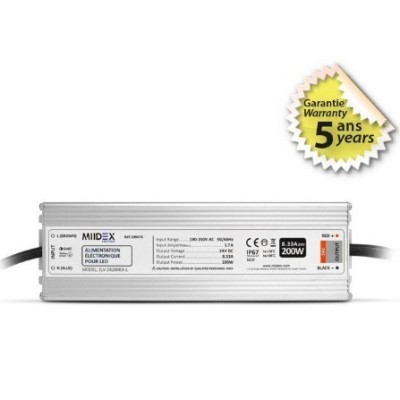 Miidex Lighting - Alimentation pour LED 200W - 24V DC - IP67 - Garantie 5 ans - Réf : 100476
