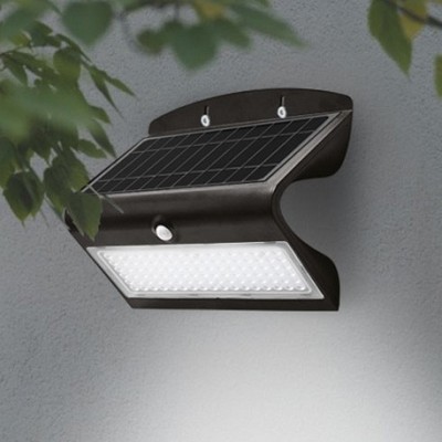 Miidex Lighting - Applique Murale LED Solaire 8W 4000K Noir + Détecteur - Réf : 70477