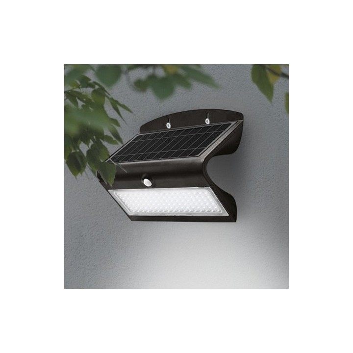 Miidex Lighting - Applique Murale LED Solaire 8W 4000K Noir + Détecteur - Réf : 70477