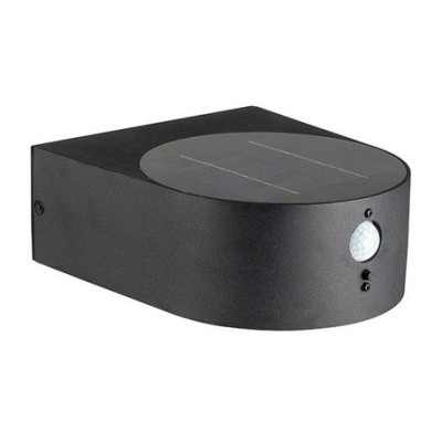 Miidex Lighting - Applique Murale Noire Ronde LED Solaire 5W 3000K + Détecteur IR - Réf : 100679