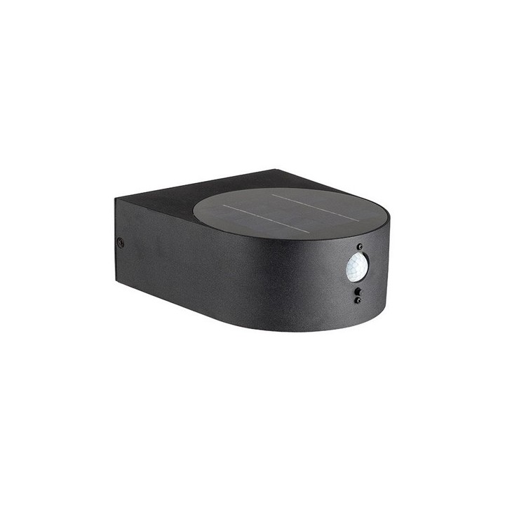 Miidex Lighting - Applique Murale Noire Ronde LED Solaire 5W 3000K + Détecteur IR - Réf : 100679