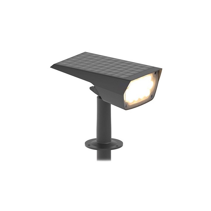 Miidex Lighting - Projecteur Piquet LED Solaire Carré 2W 3000K Noir 316 mm IP65 - Réf : 100814