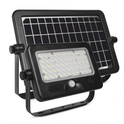 Miidex Lighting - Projecteur LED Solaire avec Détecteur 10W 4000K IP44 + Chargeur USB - Réf : 80802