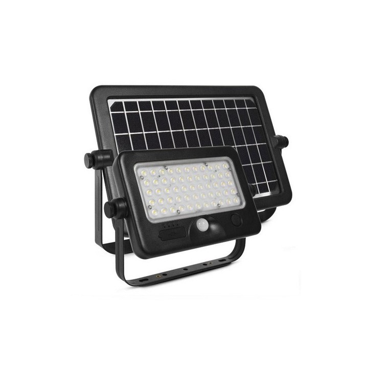 Miidex Lighting - Projecteur LED Solaire avec Détecteur 10W 4000K IP44 + Chargeur USB - Réf : 80802