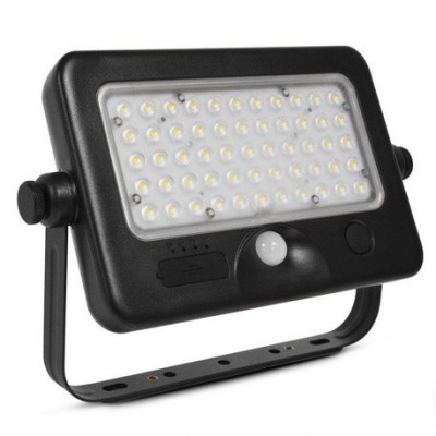 Miidex Lighting - Projecteur LED Solaire avec Détecteur 10W 4000K IP44 + Chargeur USB - Réf : 80802