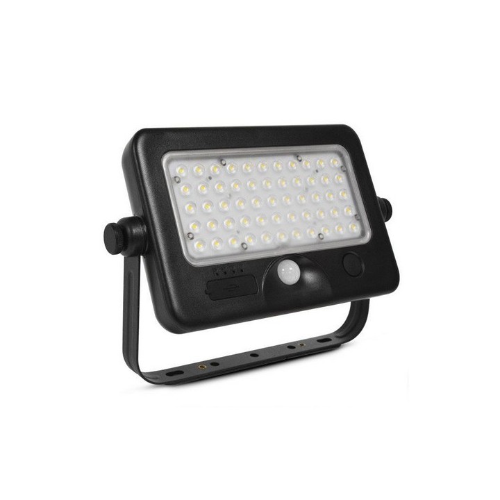Miidex Lighting - Projecteur LED Solaire avec Détecteur 10W 4000K IP44 + Chargeur USB - Réf : 80802