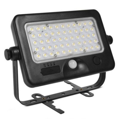 Miidex Lighting - Projecteur LED Solaire avec Détecteur 10W 4000K IP44 + Chargeur USB - Réf : 80802