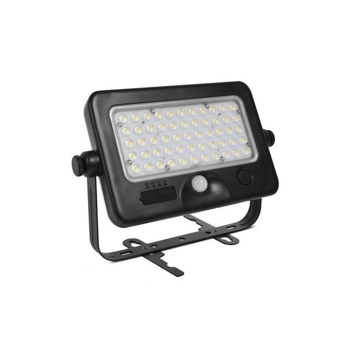 Miidex Lighting - Projecteur LED Solaire avec Détecteur 10W 4000K IP44 + Chargeur USB - Réf : 80802