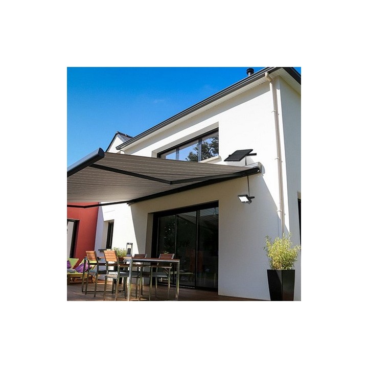 Miidex Lighting - Projecteur LED Solaire avec Détecteur 10W 4000K IP44 + Chargeur USB - Réf : 80802