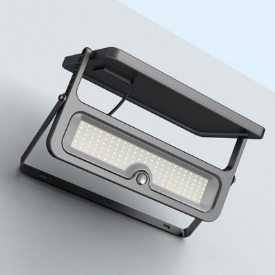 Miidex Lighting - Projecteur Exterieur LED Solaire Noir 8W 3000K IP65 + Détecteur IR + Télécommande - Réf : 100676