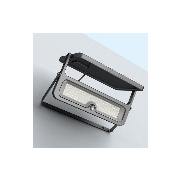 Miidex Lighting - Projecteur Exterieur LED Solaire Noir 8W 3000K IP65 + Détecteur IR + Télécommande - Réf : 100676