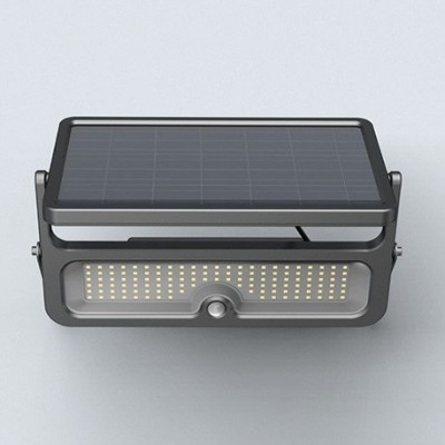 Miidex Lighting - Projecteur Exterieur LED Solaire Noir 8W 3000K IP65 + Détecteur IR + Télécommande - Réf : 100676