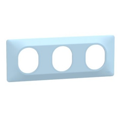 Ovalis - Plaque de finition - 3 postes Bleu Azurin - Réf : S320706C