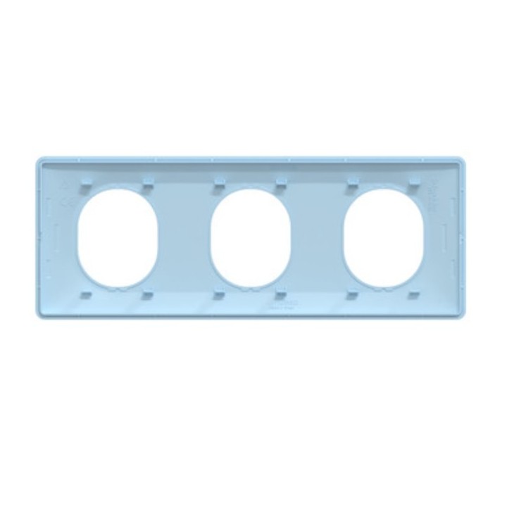 Ovalis - Plaque de finition - 3 postes Bleu Azurin - Réf : S320706C