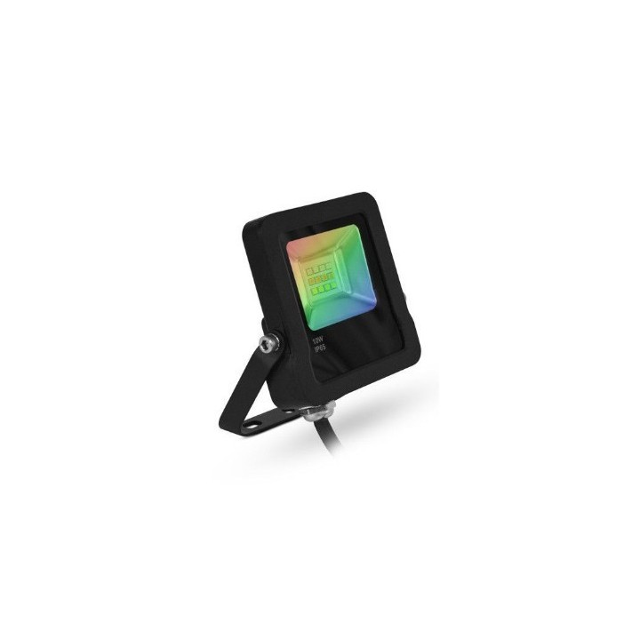 Miidex Lighting - Projecteur Extérieur LED Noir 10W RGB IP65 + Télécommande RF - Réf : 100184