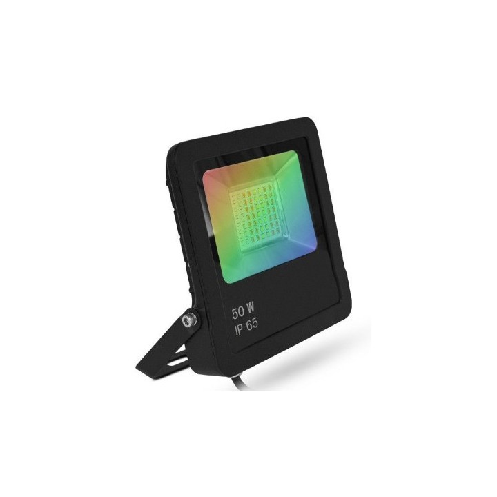 Miidex Lighting - Projecteur Extérieur LED Noir 50W RGB IP65 + Télécommande RF - Réf : 100186