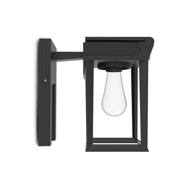Miidex Lighting - Applique Murale Noir Solaire + Détecteur IR + Ampoule E27 - Réf : 100817