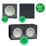 Schneider Probox Mureva Styl - Lot de 15 prises + 5 va-et-vient + 1 double prise OFFERTE - Anthracite - Réf : PBX0005