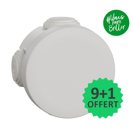 Schneider - Mureva Box - 10 boîtes de dérivation étanche dont 1 offerte- embouts - D60 P40 - blanc polaire - Réf : IMT05021(10)