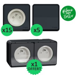 Schneider Probox Mureva Styl - Lot de 15 prises + 5 va-et-vient + 1 double prise OFFERTE - Anthracite - Réf : PBX0005