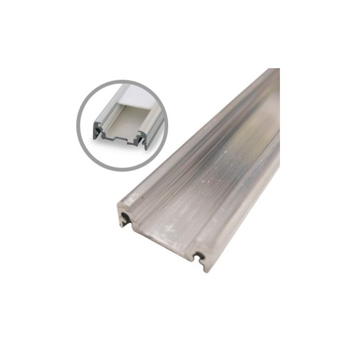 Miidex - Profilé Plat Aluminium Brut 1m pour bandeaux LED 14.4mm - Réf : 9881