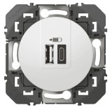 Legrand - Double chargeur USB 1 TypeA + 1 TypeC dooxie 3A finition blanc - Réf : 600349