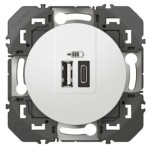Legrand - Double chargeur USB 1 TypeA + 1 TypeC dooxie 3A finition blanc - Réf : 600349