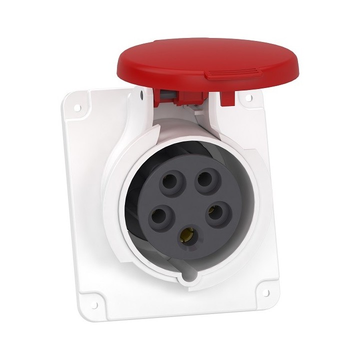 Schneider Mureva - Socle de prise industrielle coudée 16 A - 3P+N+T - 380-415 V CA - IP44 - Réf : PKY16F435