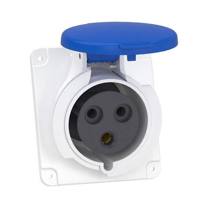 Schneider Mureva - Socle de prise industrielle coudée 32 A - 2P+T - 200-250 V CA - IP44 - Réf : PKY32F423