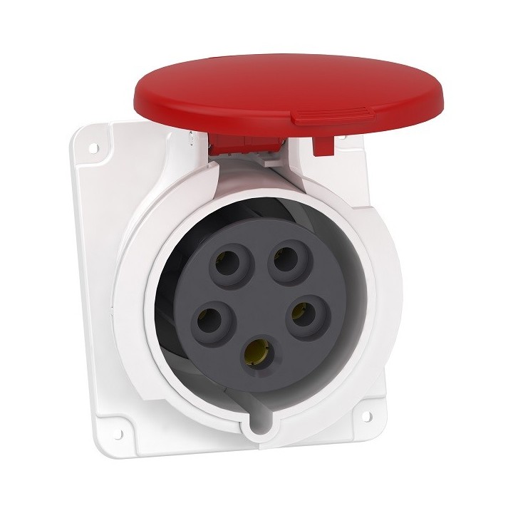 Schneider Mureva - Socle de prise industrielle coudée 32 A - 3P+N+T - 380-415 V CA - Connexion rapide - IP44 - Réf : PKY32F435