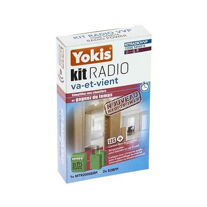 Yokis - Kit radio va et vient 1 télérupteur et 2 émetteurs radio - Réf : KITRADIOVVP