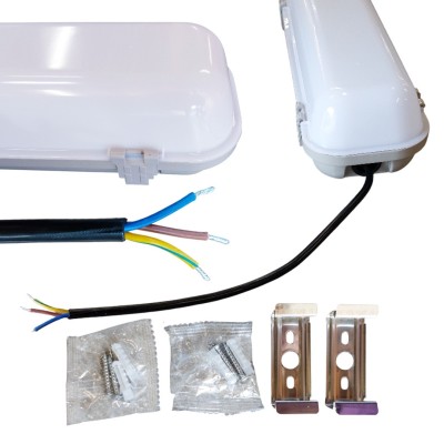 Krisane - Réglette LED étanche blanche - 4000°K - IP65 - 50W - 1560x95x72mm - Réf : KRI28619