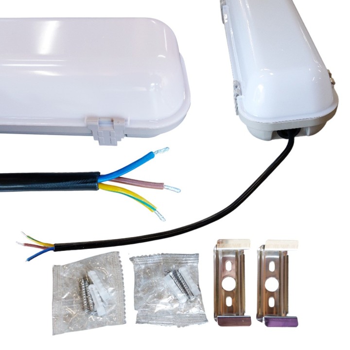 Krisane - Réglette LED étanche blanche - 4000°K - IP65 - 50W - 1560x95x72mm - Réf : KRI28619