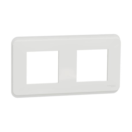 Schneider - Unica Pro - Plaque de finition - Blanc antibactérien - 2 postes - Réf : NU400420
