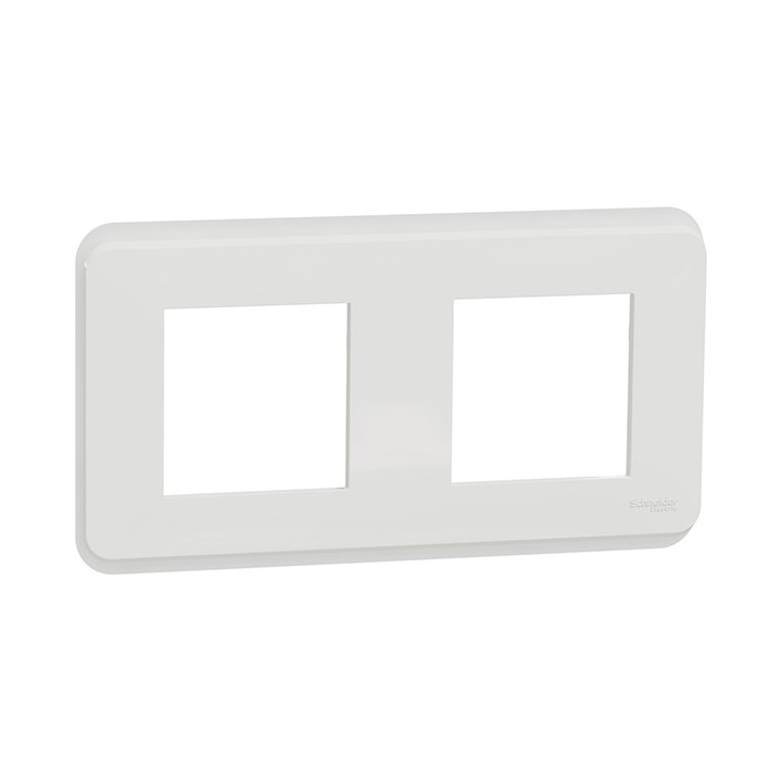 Schneider - Unica Pro - Plaque de finition - Blanc antibactérien - 2 postes - Réf : NU400420