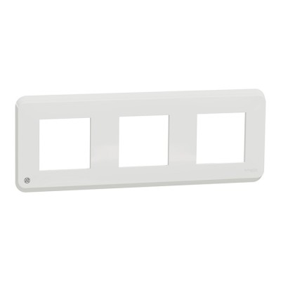 Schneider - Unica Pro - Plaque de finition - Blanc antibactérien - 3 postes - Réf : NU400620